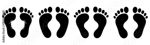 Footprint silhouette vector, Footsteps of human silhouette vector set