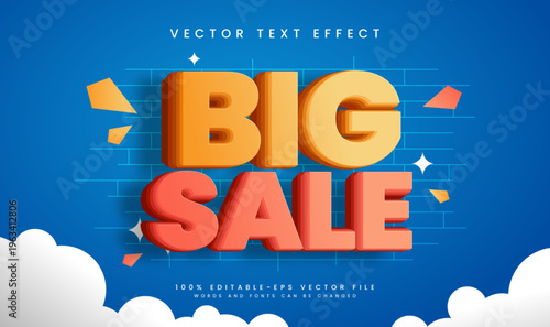 Big sale 3d editable vector text effect, suitable for promotion or marketing product needs.