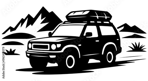 Off-road Car Surfboard Icon Suv Black vector old retro automobile transport vehicle, Off road vehicles traveling jeep silhouette vector, car, automobile, vehicle, suv, retro, vintage, drive, isolated