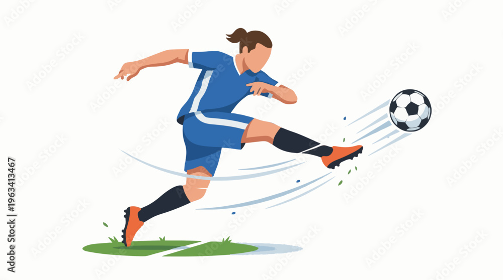 Fototapeta premium Football player in action kicking the ball during a match