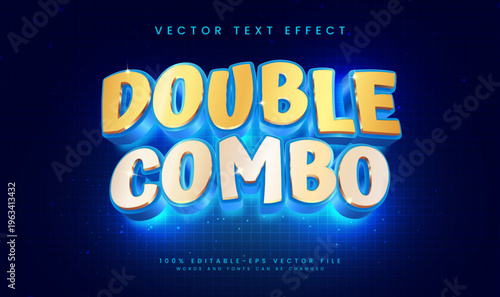 Blue Double Combo Editable Vector Text Effect, With Glowing Light Style.