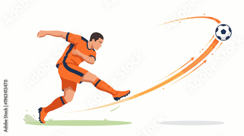 Soccer Player Kicking Ball During a Sports Game Action Shot