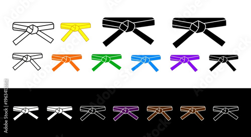 Martial Arts Karate Belts Set in Various Colors