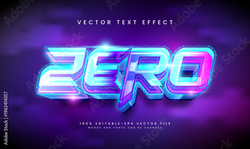 Cyber zero editable vector text effect. Modern light technology concept.