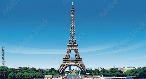 Eiffel Tower Paris France illustration landmark cityscape