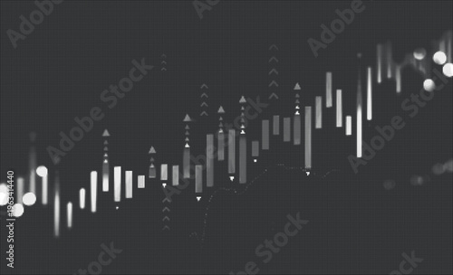 Halftone Financial Chart Background with Abstract Stock Market Trend