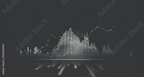Halftone Financial Chart with Data Graph and Stock Market Trend
