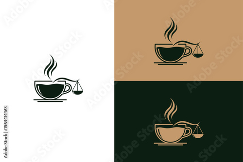 Minimal Tea Cup Vector Icon Set, Modern Herbal Drink Logo Design