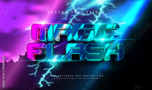 Magic flash lightning editable vector text effect, with thunder concept