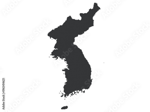 North Korea Map Halftone Style Korean Peninsula Silhouette