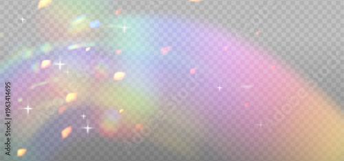 A colorful rainbow effect with sparkles isolated on transparent background