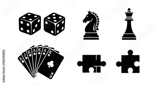 Set of Board Games and Gambling Icons