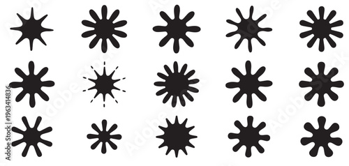 Set of black star sparkle and burst icons isolated on white background vector illustration eps 10