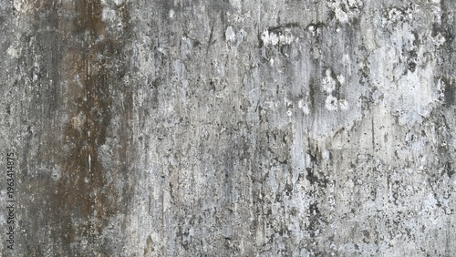 This photograph showcases a heavily weathered concrete wall with extensive grunge and textured surface