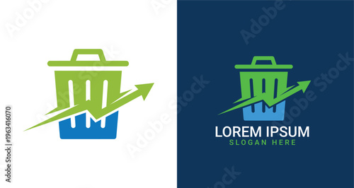 Trash Can Arrow Growth Up Finance Marketing Logo For Business Brand Identity Modern Minimal Design
