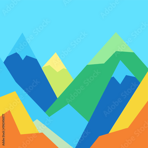 A colorful and modern geometric pattern with bold shapes and bright colors, conveying energy and creativity.