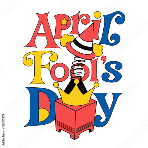 April Fool’s Day Vector – Fun Jack-in-the-Box Cartoon Design
