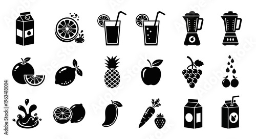 Set of Fruit and Beverage Icons