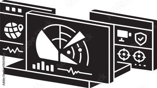 Modern AI Analytics Dashboard Vector, SaaS Admin UI Interface, Minimal Data Visualization Layout, Monochrome | Minimal AI SaaS Dashboard Interface Vector, Analytics UI Panel, Data Visualization Admin