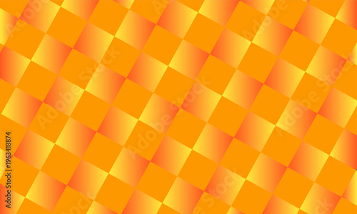 Vibrant Orange and Yellow Gradient Checkerboard Pattern Background with Diagonal Geometric Grid Tiles