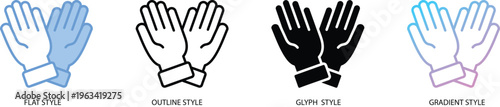 Gloves icon representing safety protection, manual labor and hand care. Concept of winter clothing, construction work and hygiene for user interface, software, web and mobile application design.