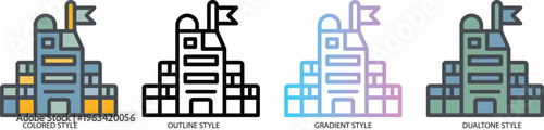 Institutional building icon representing government, city hall and school. Concept of embassy, university and headquarters for user interface, software, web and mobile application design.