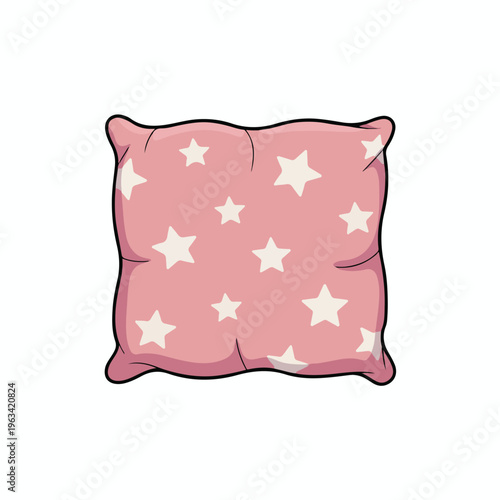Soft pink square cushion object isolated on a white background, featuring a comfortable cotton fabric design for home bedroom decor and bedding comfort