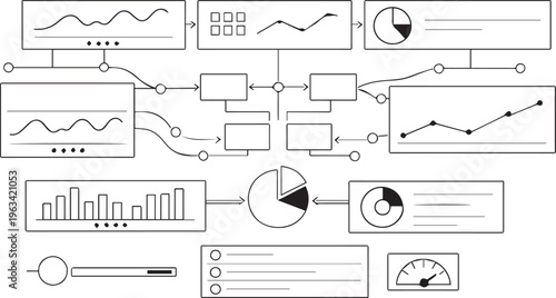 Modern AI Analytics Dashboard Vector, SaaS Admin UI Interface, Minimal Data Visualization Layout, Monochrome | Minimal AI SaaS Dashboard Interface Vector, Analytics UI Panel, Data Visualization Admin