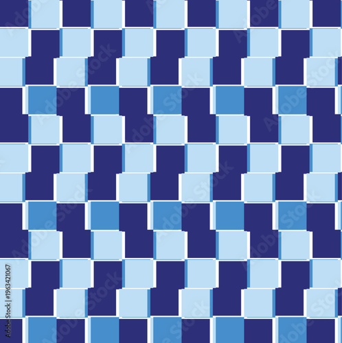 Abstract 3D Cube Optical Illusion Pattern in Shades of Blue
