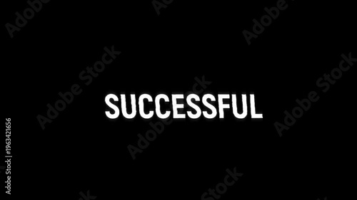 successful text glitch error animation with a vintage noise effect. seamless looped text typography animated 4k video successful glitch on black background