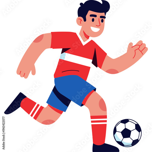 Man kicks soccer ball in action on field with enthusiasm and energy