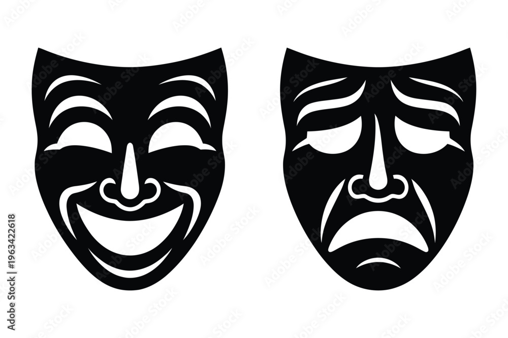 Obraz premium Comedy and tragedy theater masks icon