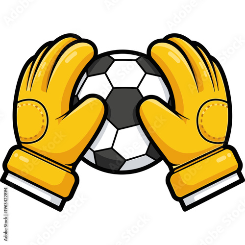 Goalkeeper gloves hold soccer ball in action on field