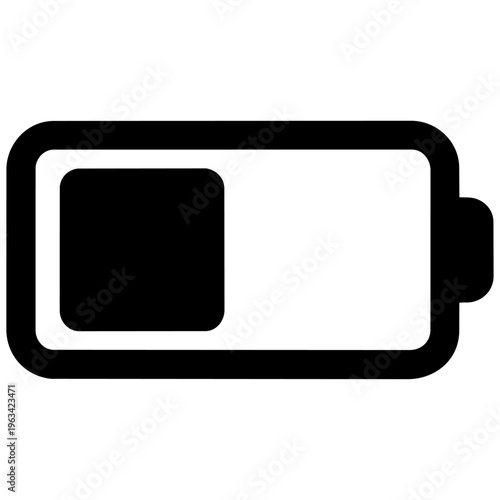 A simple black and white battery icon with a partial charge isolated on transparent background, Vector