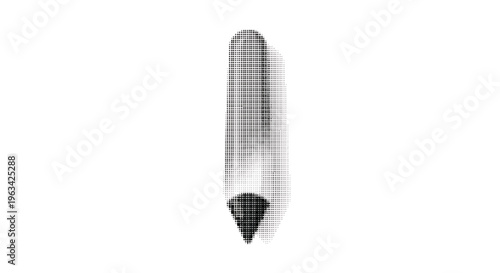 Halftone pencil icon with black tip on white background