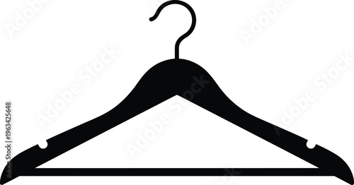 Black Clothes Hanger Silhouette Icon Isolated on White Background for Fashion Retail Closet Storage Wardrobe Laundry and Apparel Organization Design