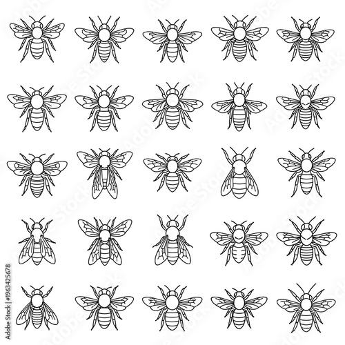 Collection of minimalist bee line icons