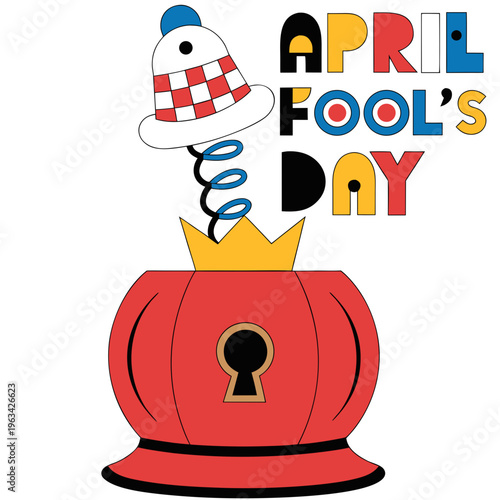 April Fool’s Day  – Jack-in-the-Box Vector Art"