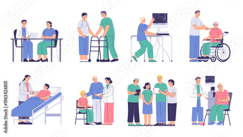 Diverse group of professionals collaborating in a modern office setting