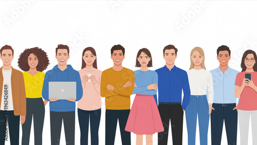 Diverse group of people standing together in unity and celebration