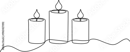 WebMinimalist Line Art Three Burning Candles