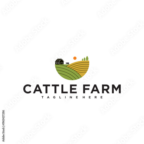A cattle farm logo is perfect for a livestock business that wants to highlight its organic side and quality.