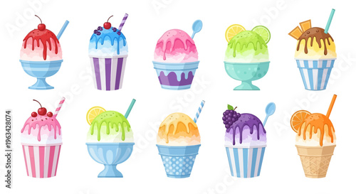 Colorful Ice Cream Desserts Variety.