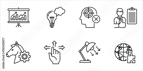 Business strategy and innovation concept icons