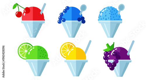 Colorful Ice Cream Cones with Fruits.