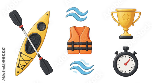 Kayak Paddle Life Vest Trophy Timer.