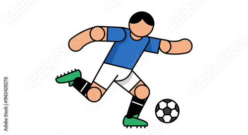 Man playing soccer with ball.