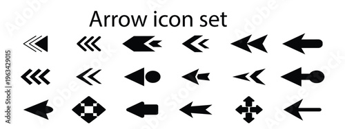 Arrow icon set, arrow cursor. Modern simple arrows. collection, different arrow signs, black arrows icons. Vector illustration.
