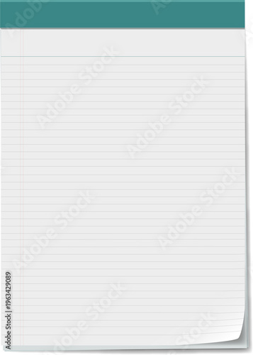 Single sheet of lined notebook paper on white background