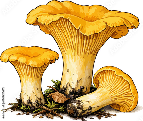 Cantharellus cibarius illustration art